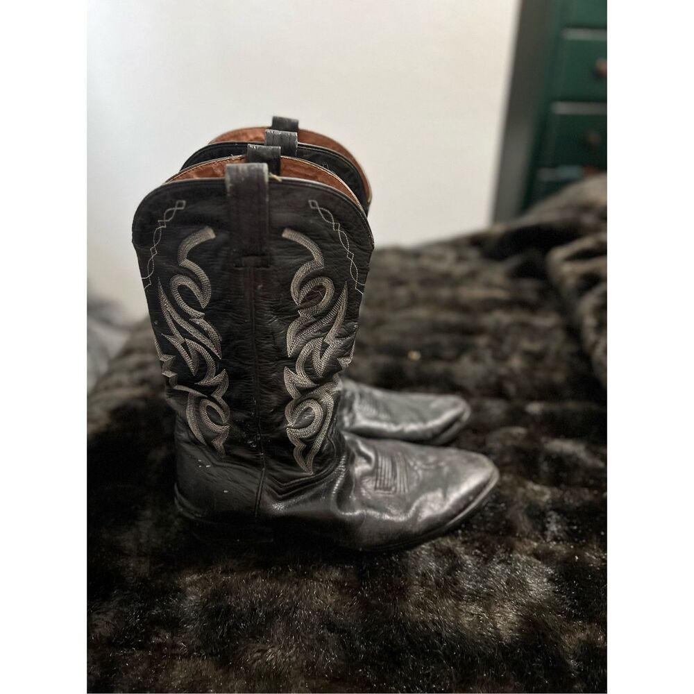 Dan Post Black Leather Western Cowboy Boots DP2110R Men's Size 12 E